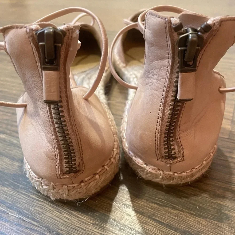 Eileen Fisher Lace-Up Espadrille Sandal in Toffee Cream Women’s 7